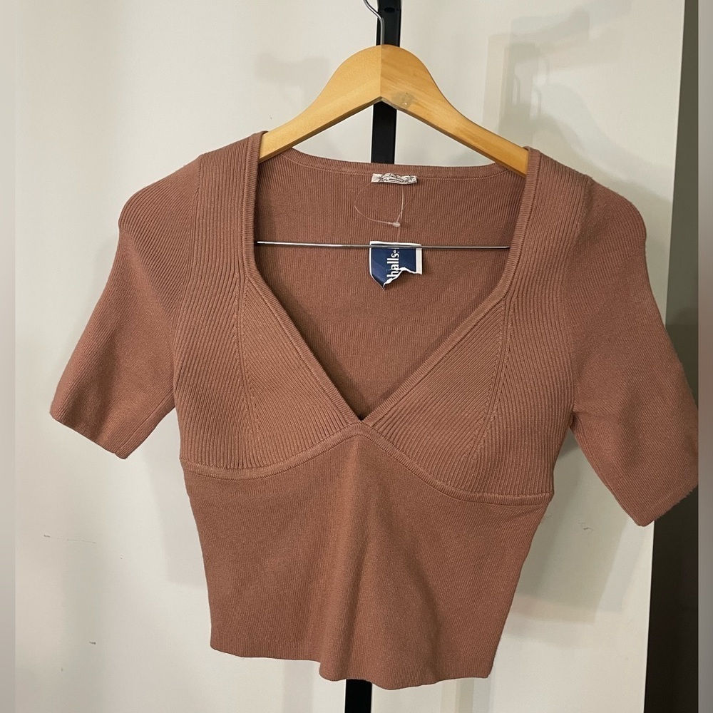 NEW Free People|| Teagan Swit Short Sleeve Top in Latte by Intimately. Small - Picture 2 of 7